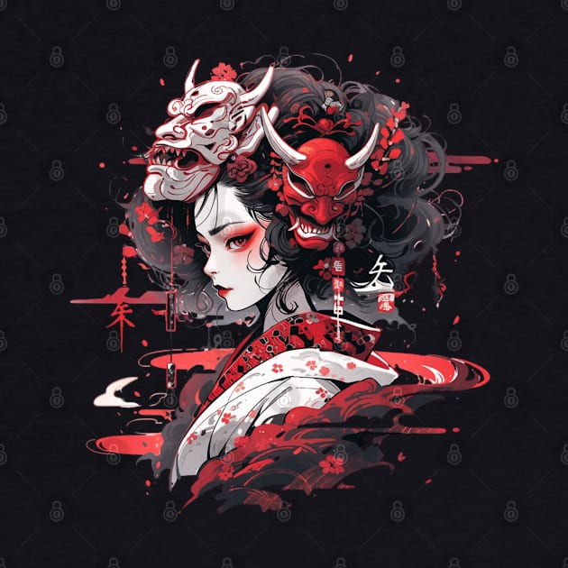 Japanese Horror Geisha Oni Demon by Nightarcade